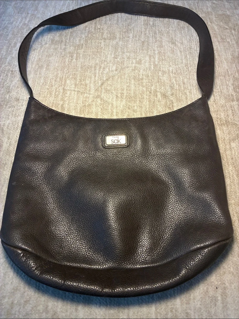 The Sak Dark Brown Pebbled Leather Messenger Bag